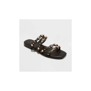 Women's Sharon Stud Slide Sandals - A New Day™ Black new 7.5